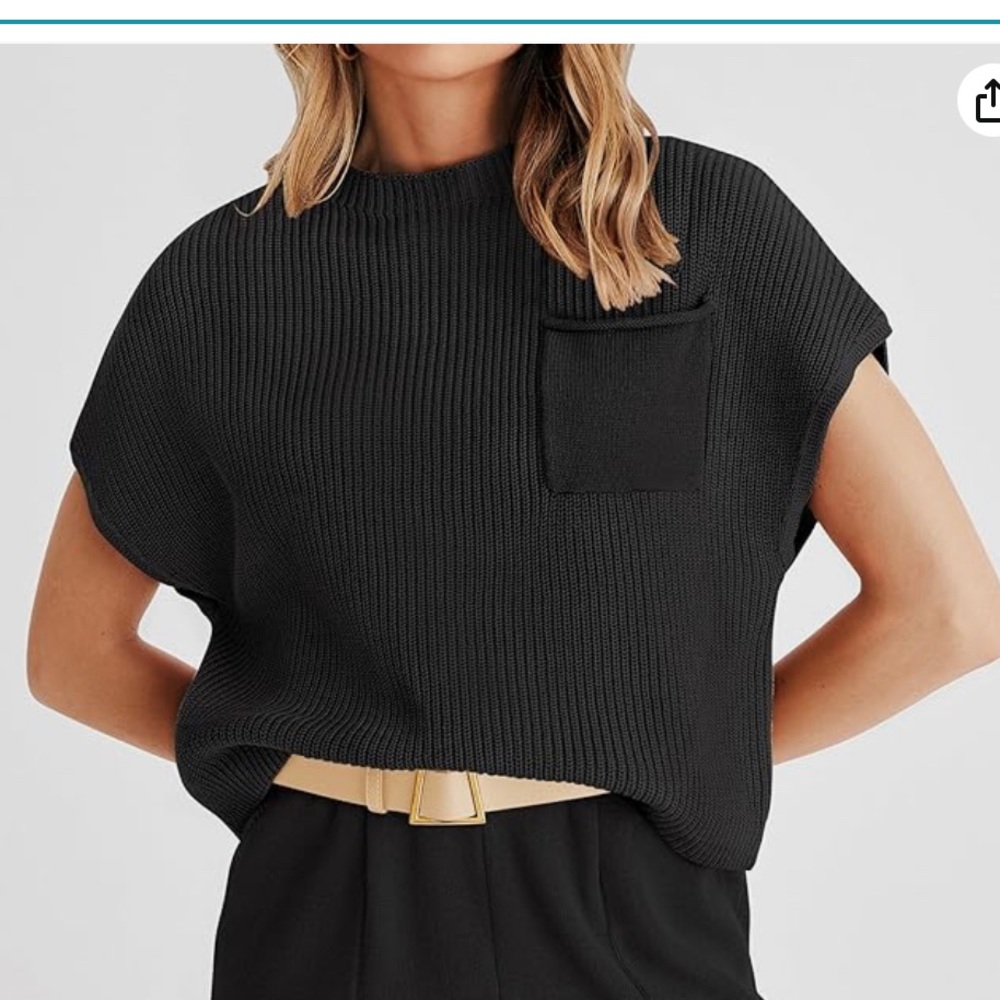 Mock neck short sleeve sweater